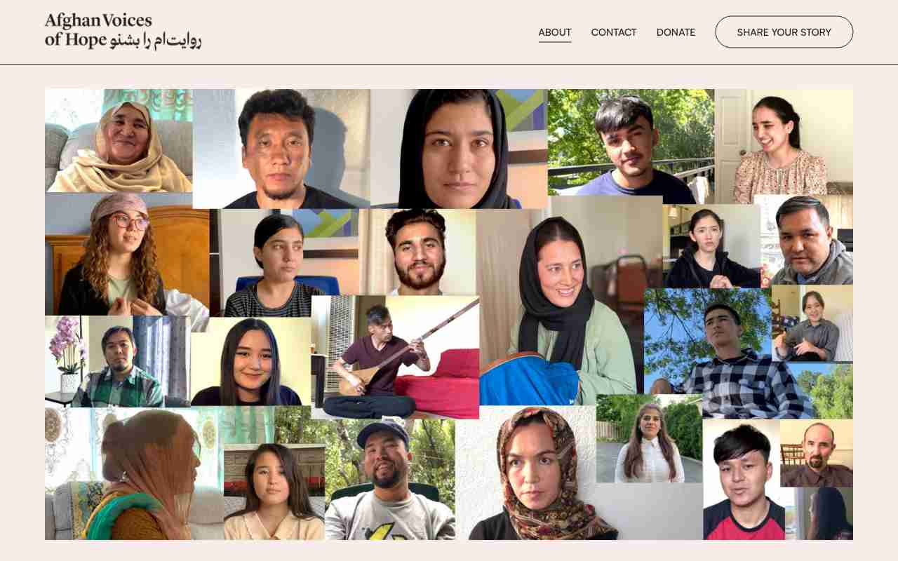 Screenshot of Afghan Voices of Hope website.
