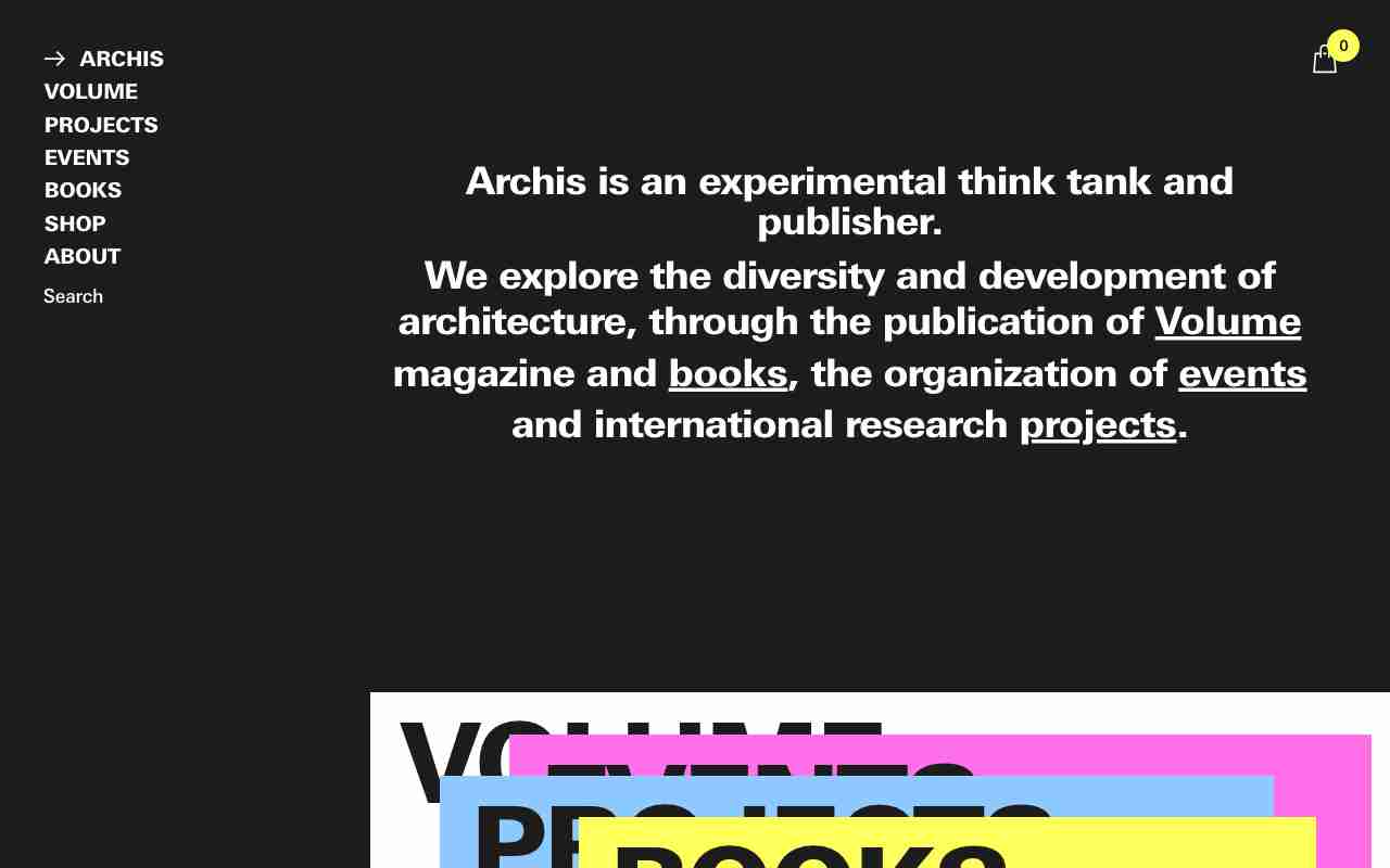Screenshot of Archis website.