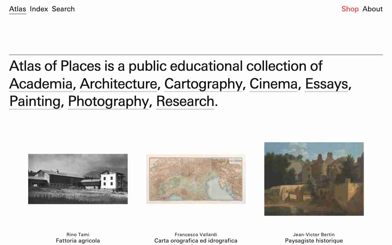 Screenshot of Atlas of Places website.