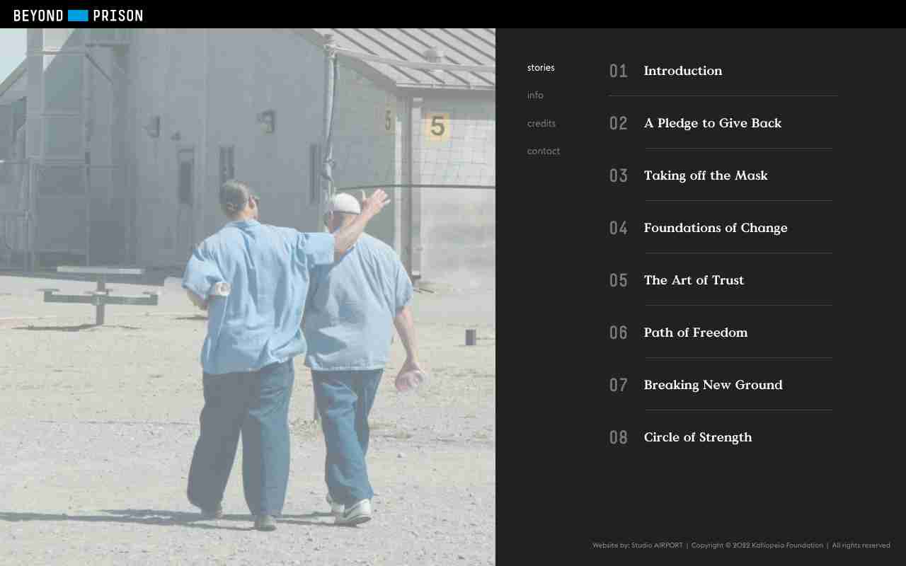 Screenshot of Beyond Prison website.