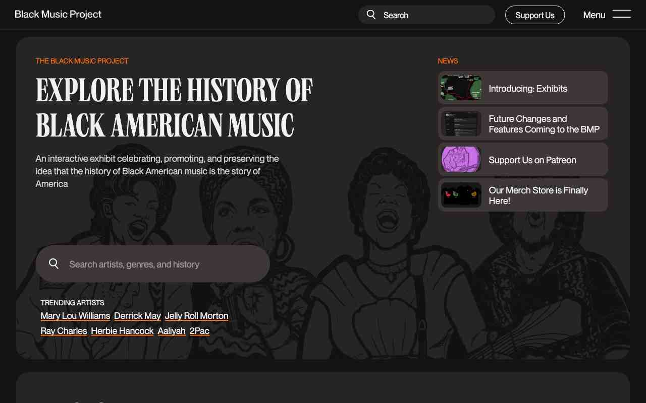Screenshot of Black Music Project website.