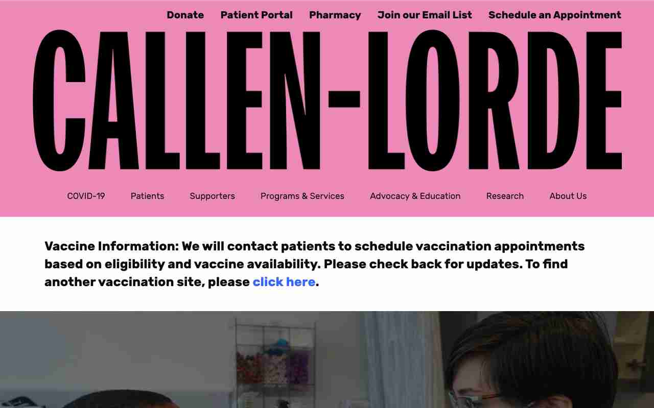 Screenshot of Callen-Lorde website.