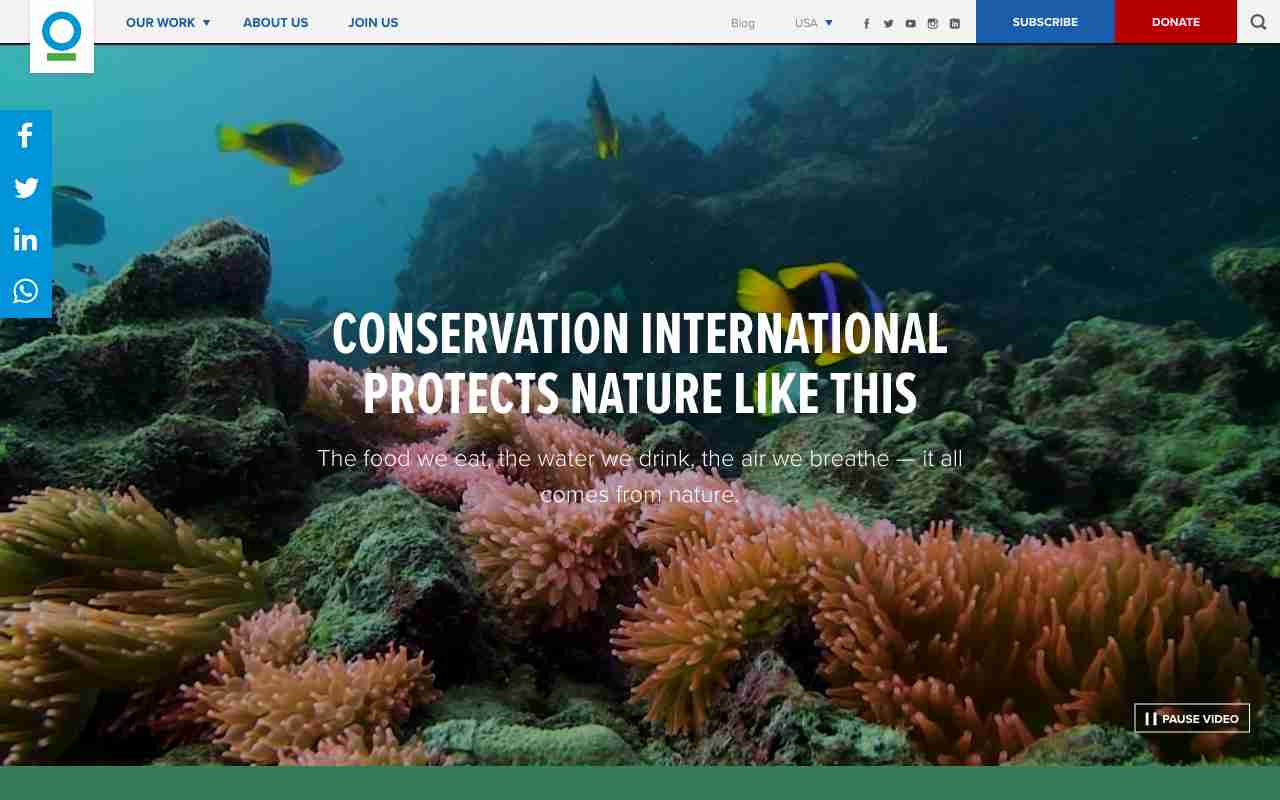 Screenshot of Conservation International website.