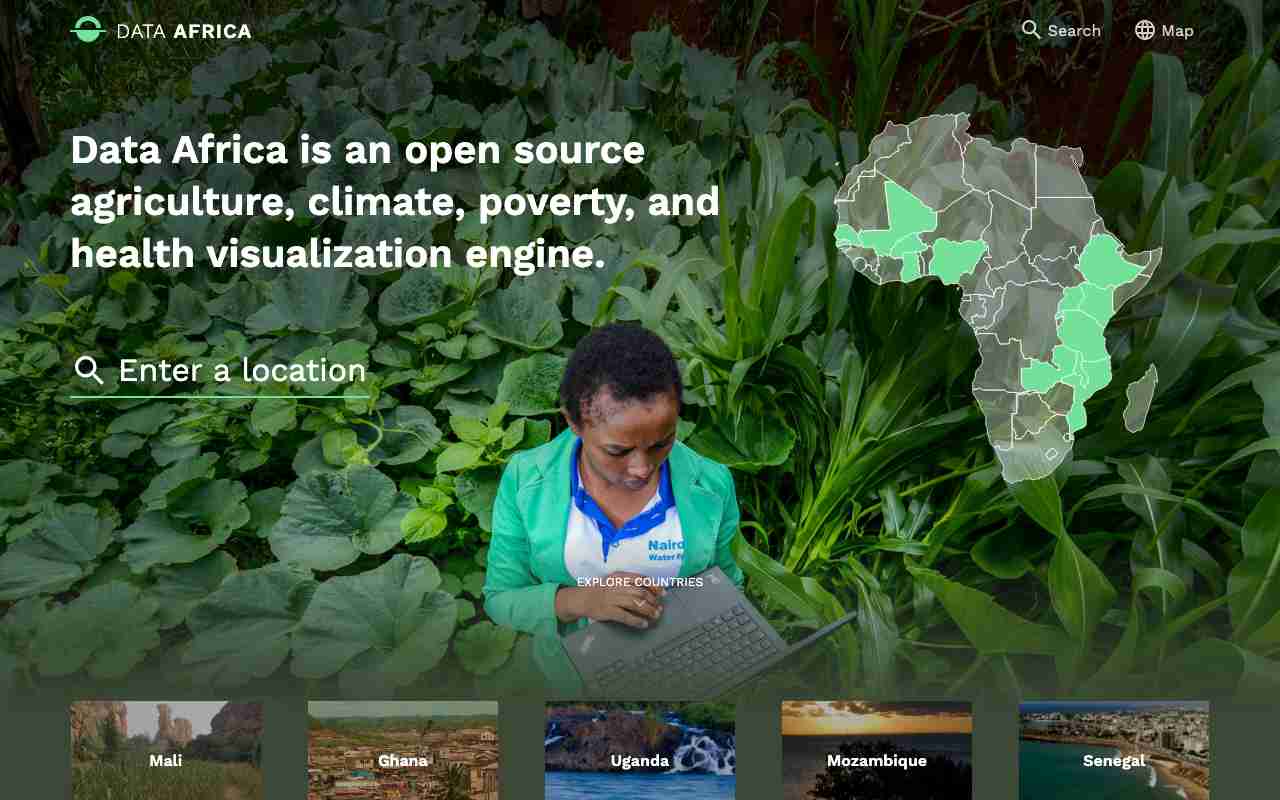 Screenshot of Data Africa website.