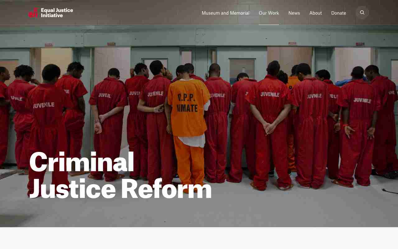 Screenshot of The Equal Justice Initiative website.