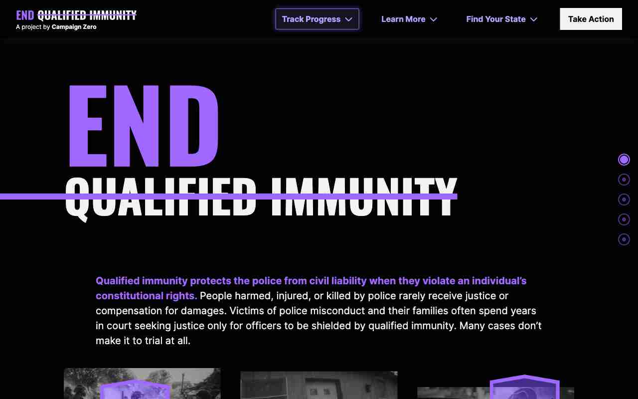 Screenshot of End Qualified Immunity website.