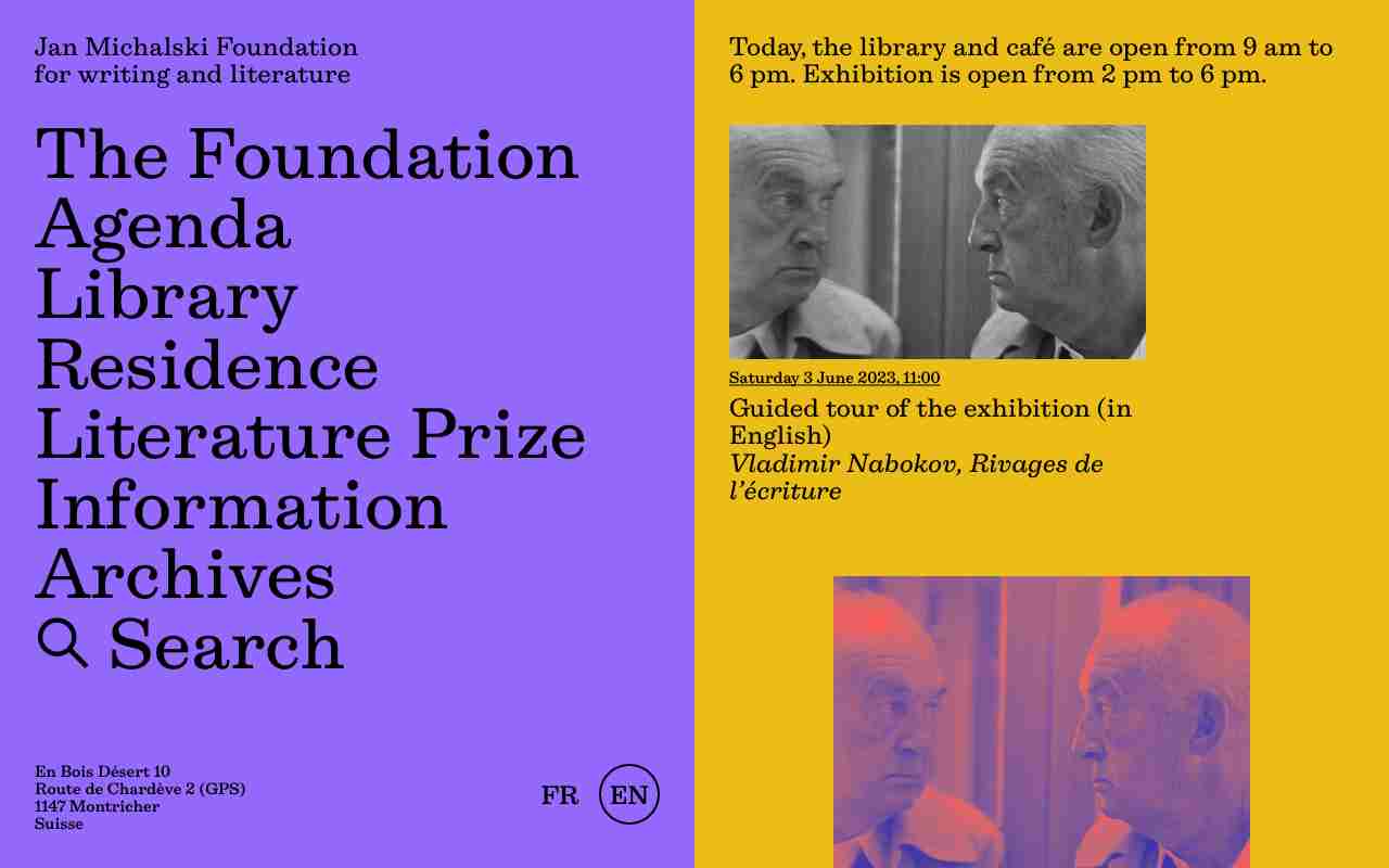 Screenshot of Fondation Jan Michalski website.