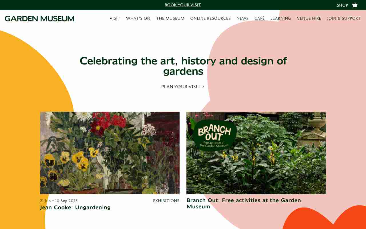 Screenshot of Garden Museum website.