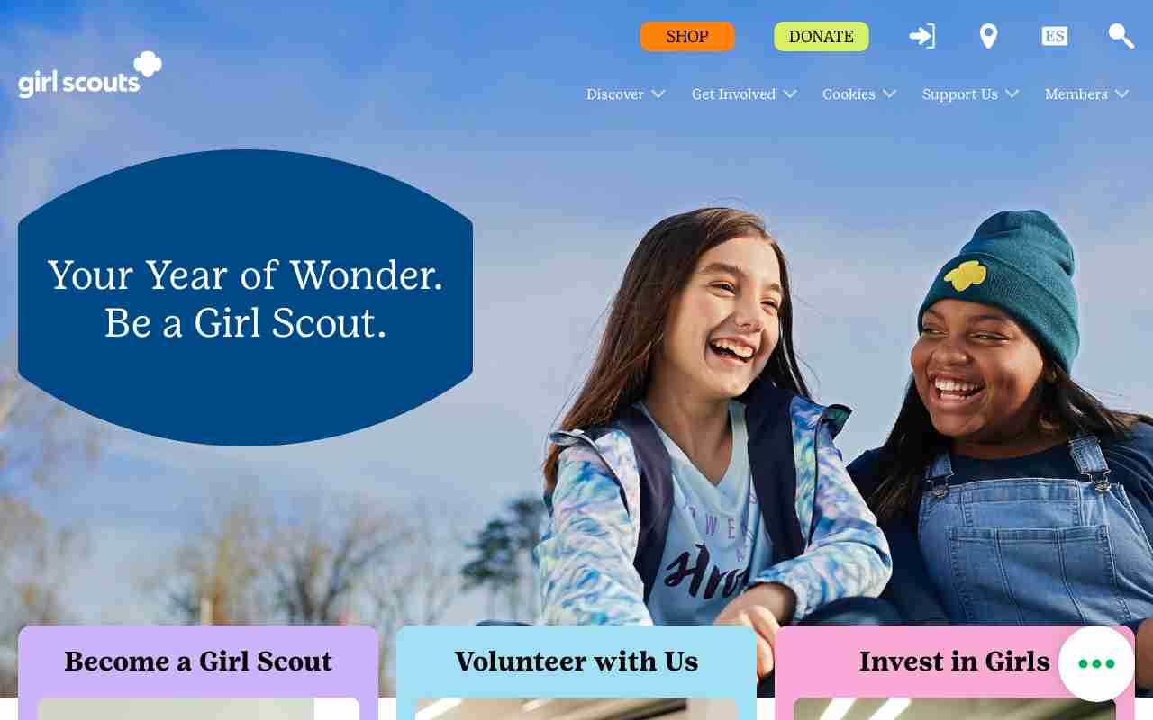 Screenshot of Girl Scouts website.