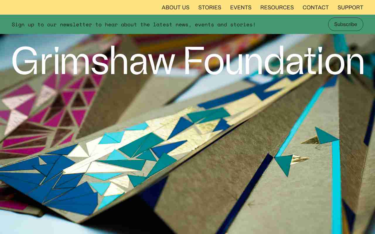 Screenshot of Grimshaw Foundation website.