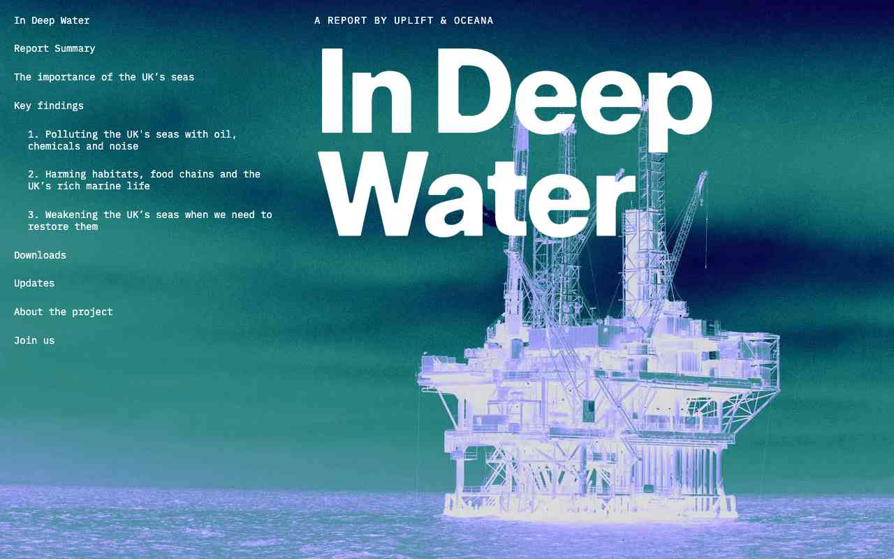 Screenshot of In Deep Water website.