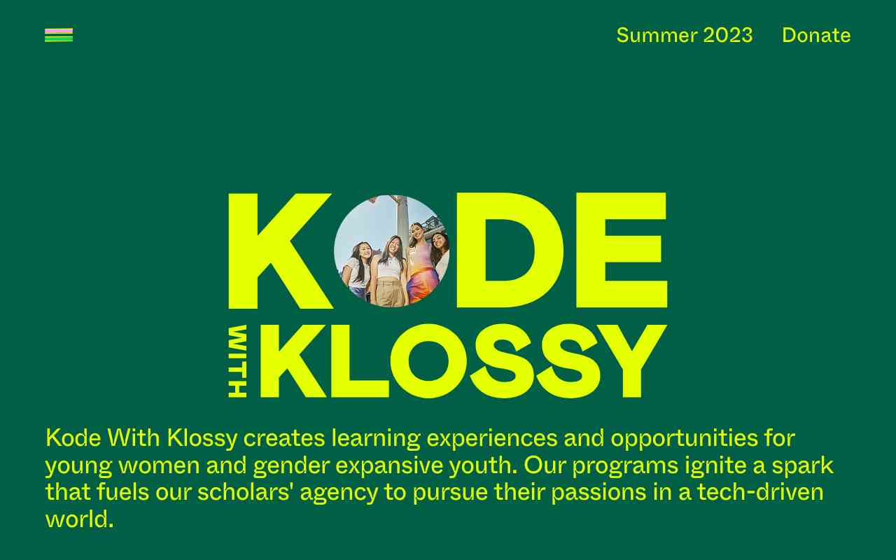 Screenshot of Kode With Klossy website.
