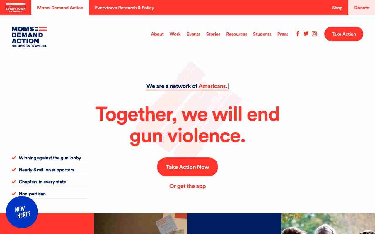 Screenshot of Moms Demand Action website.