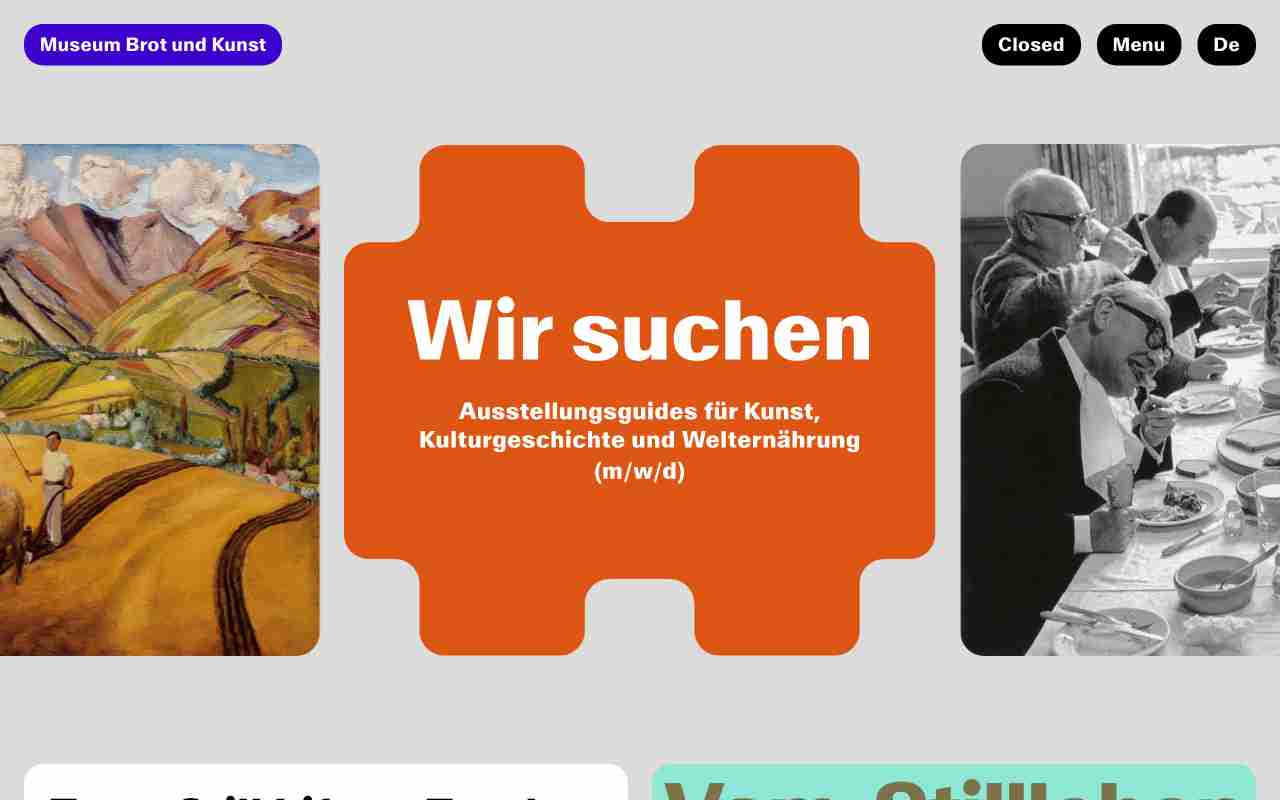 Screenshot of Museum Brot und Kunst website.