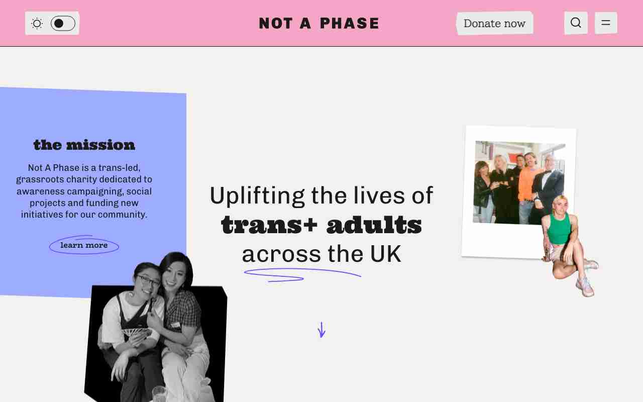Screenshot of Not A Phase website.