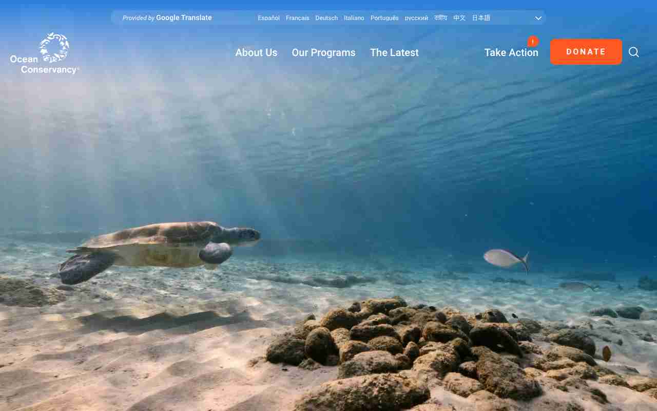 Screenshot of Ocean Conservancy website.