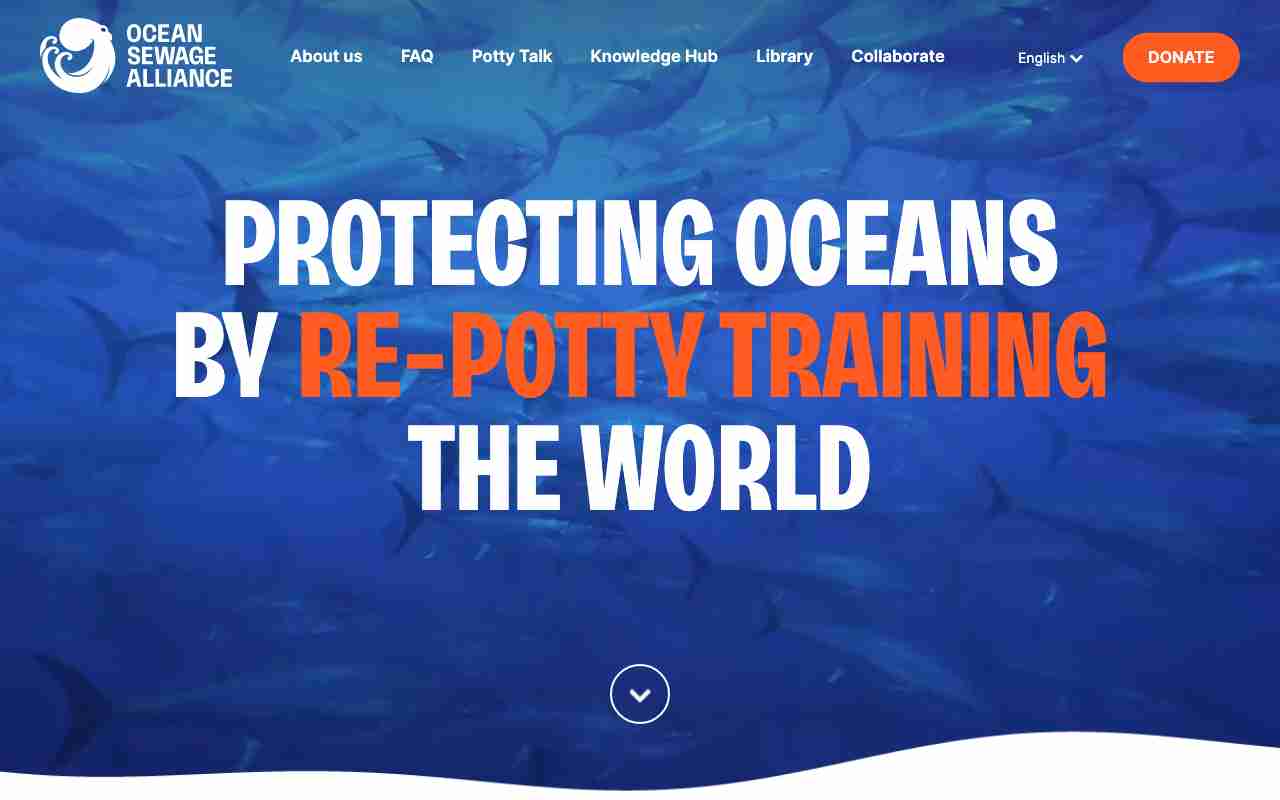 Screenshot of Ocean Sewage Alliance website.