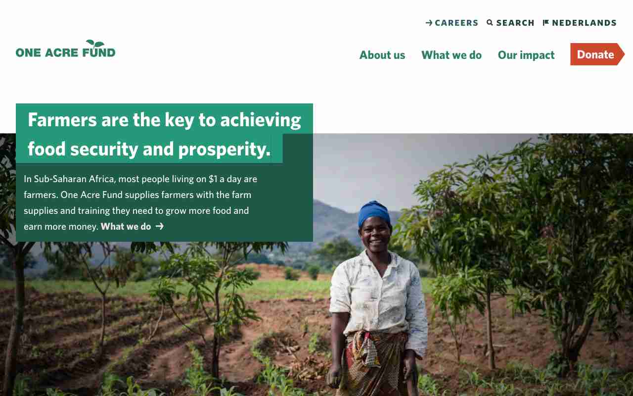 Screenshot of One Acre Fund website.