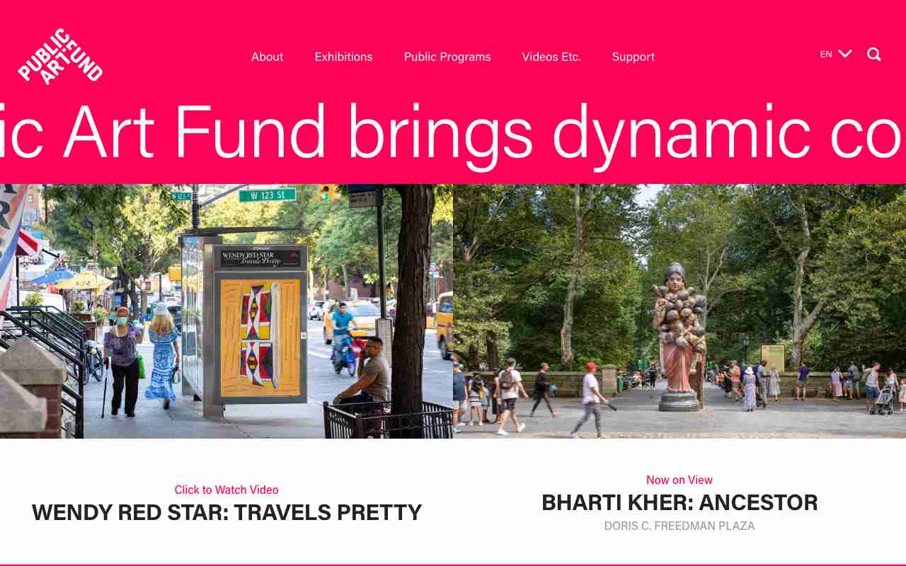 Screenshot of Public Art Fund website.