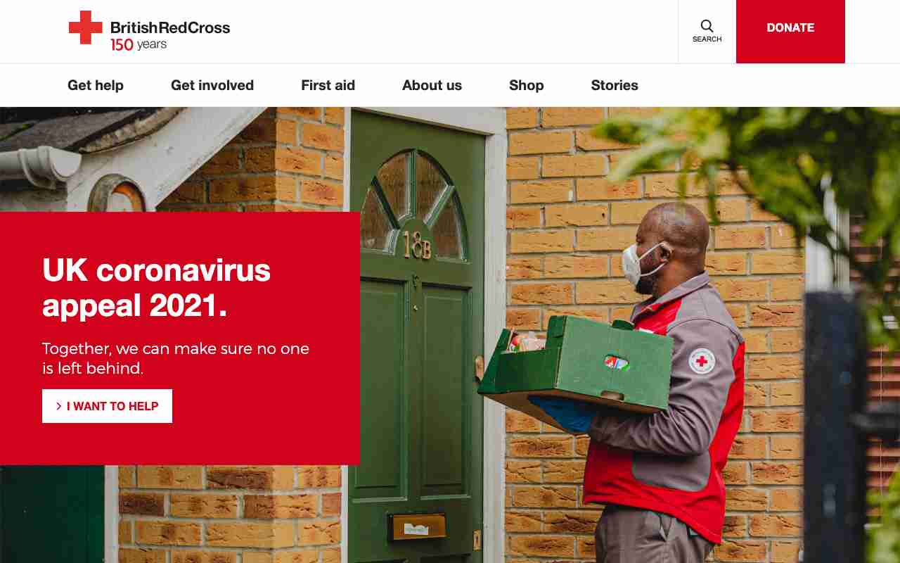 Screenshot of The British Red Cross website.