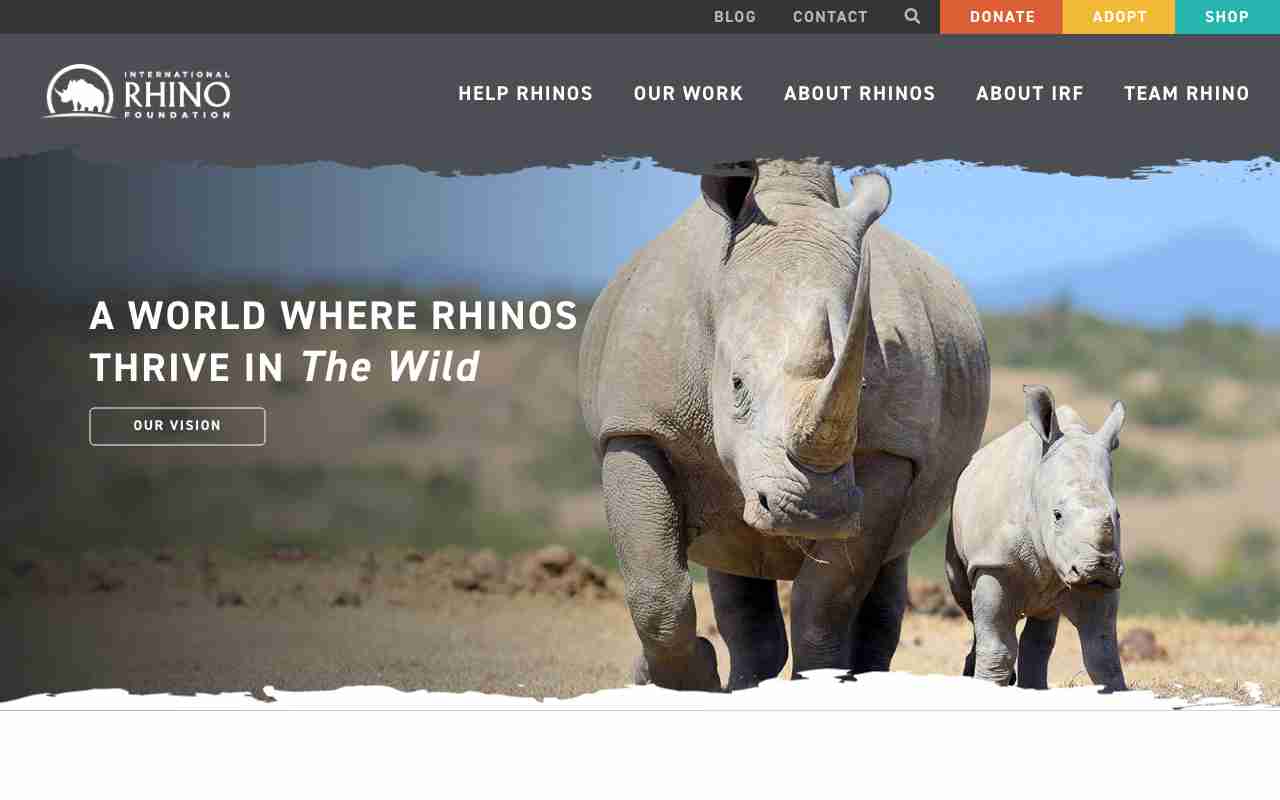 Screenshot of International Rhino Foundation website.