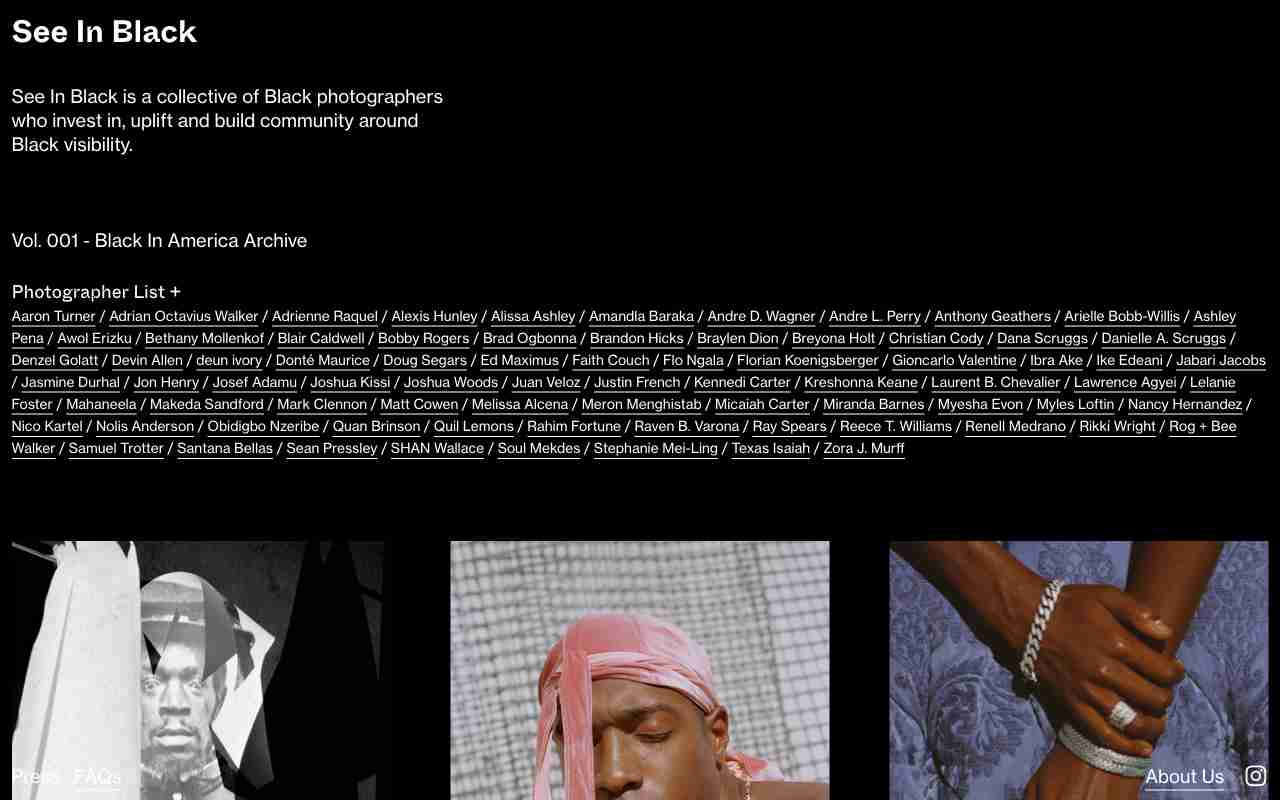 Screenshot of See In Black website.
