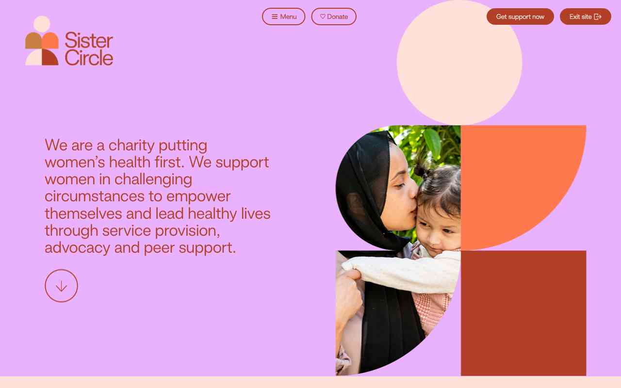 Screenshot of Sister Circle website.