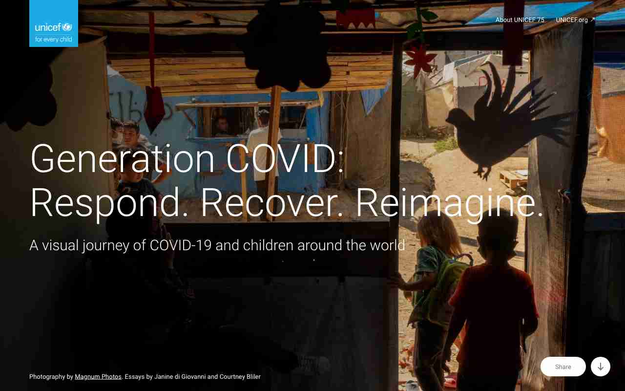 Screenshot of Generation COVID website.