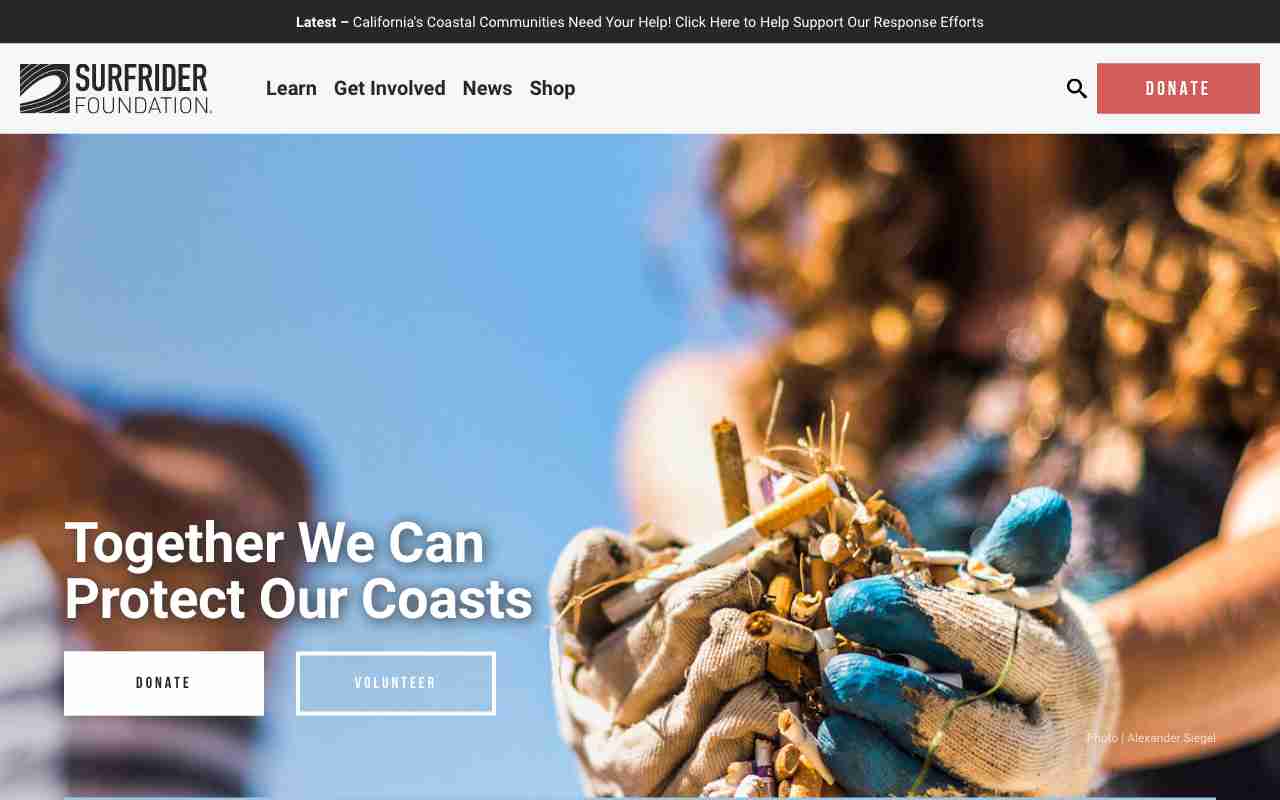 Screenshot of Surfrider Foundation website.