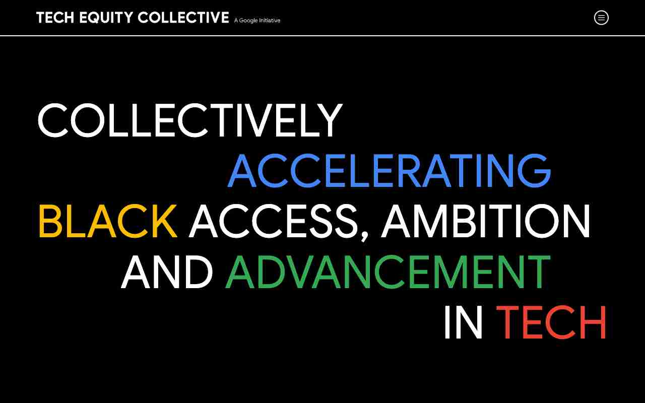Screenshot of Tech Equity Collective website.