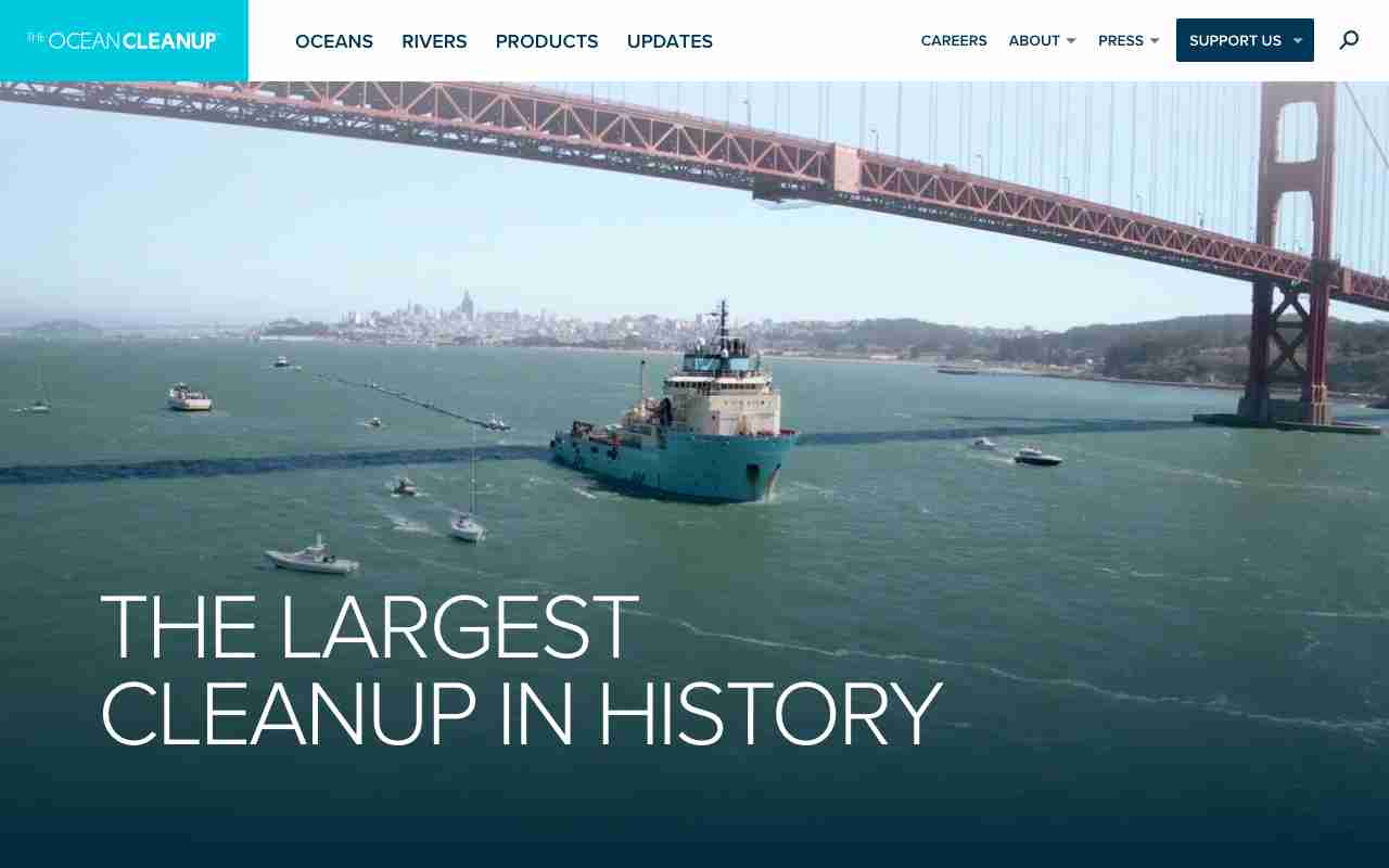 Screenshot of The Ocean Cleanup website.