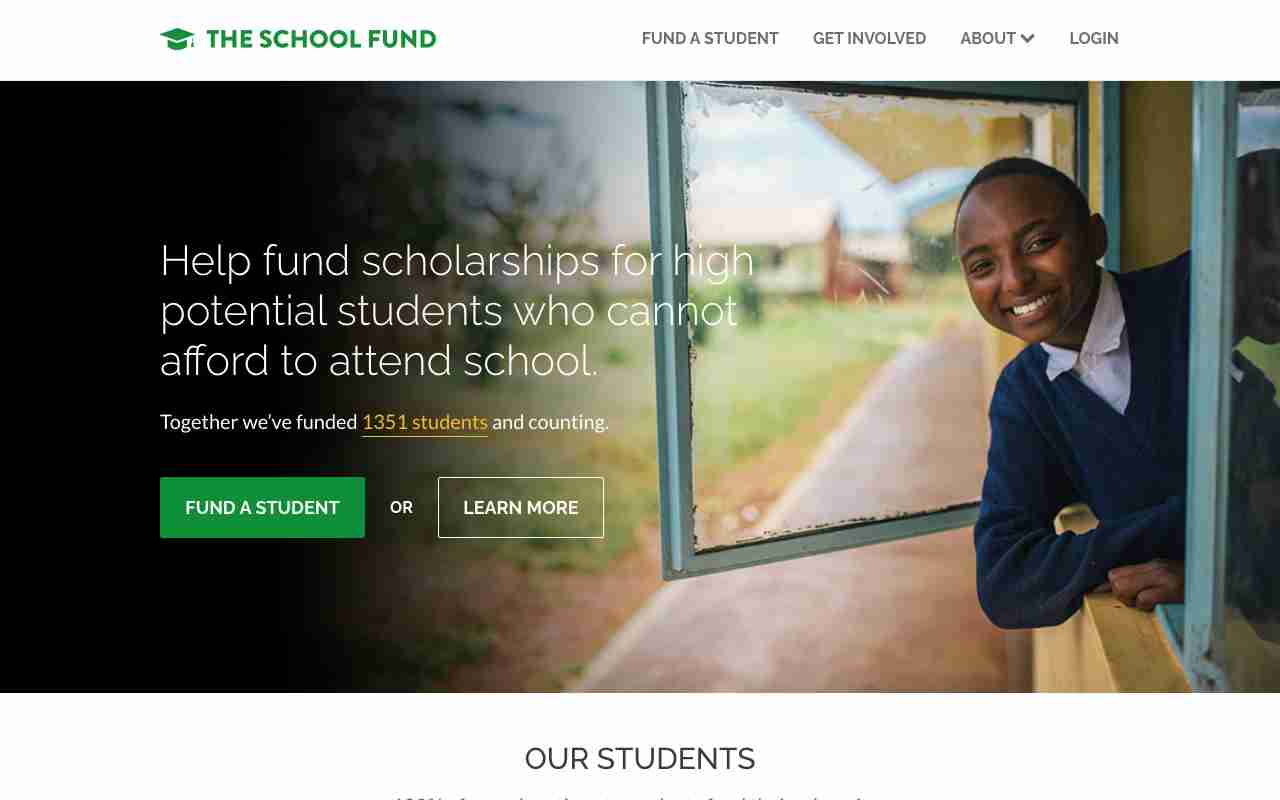 Screenshot of The School Fund website.