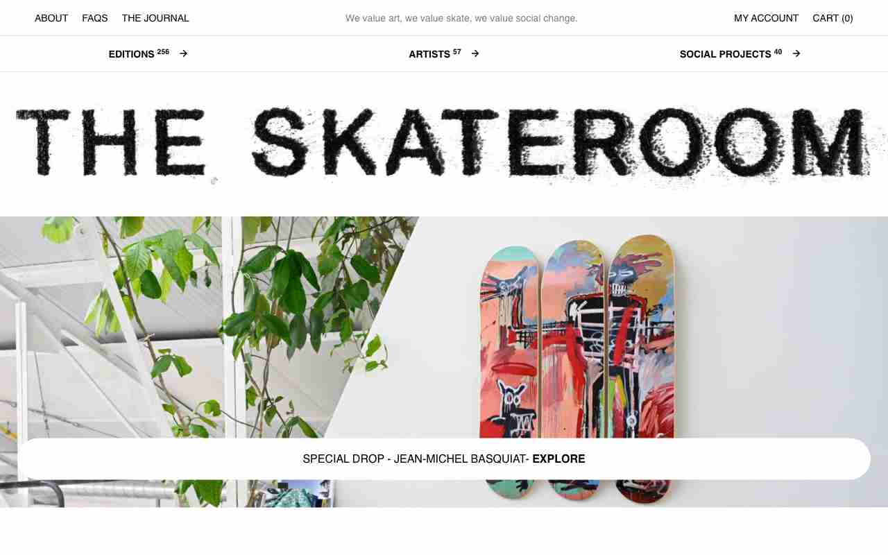 Screenshot of The Skateroom website.