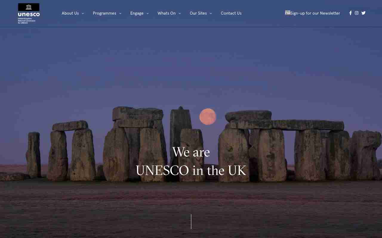 Screenshot of UNESCO UK website.