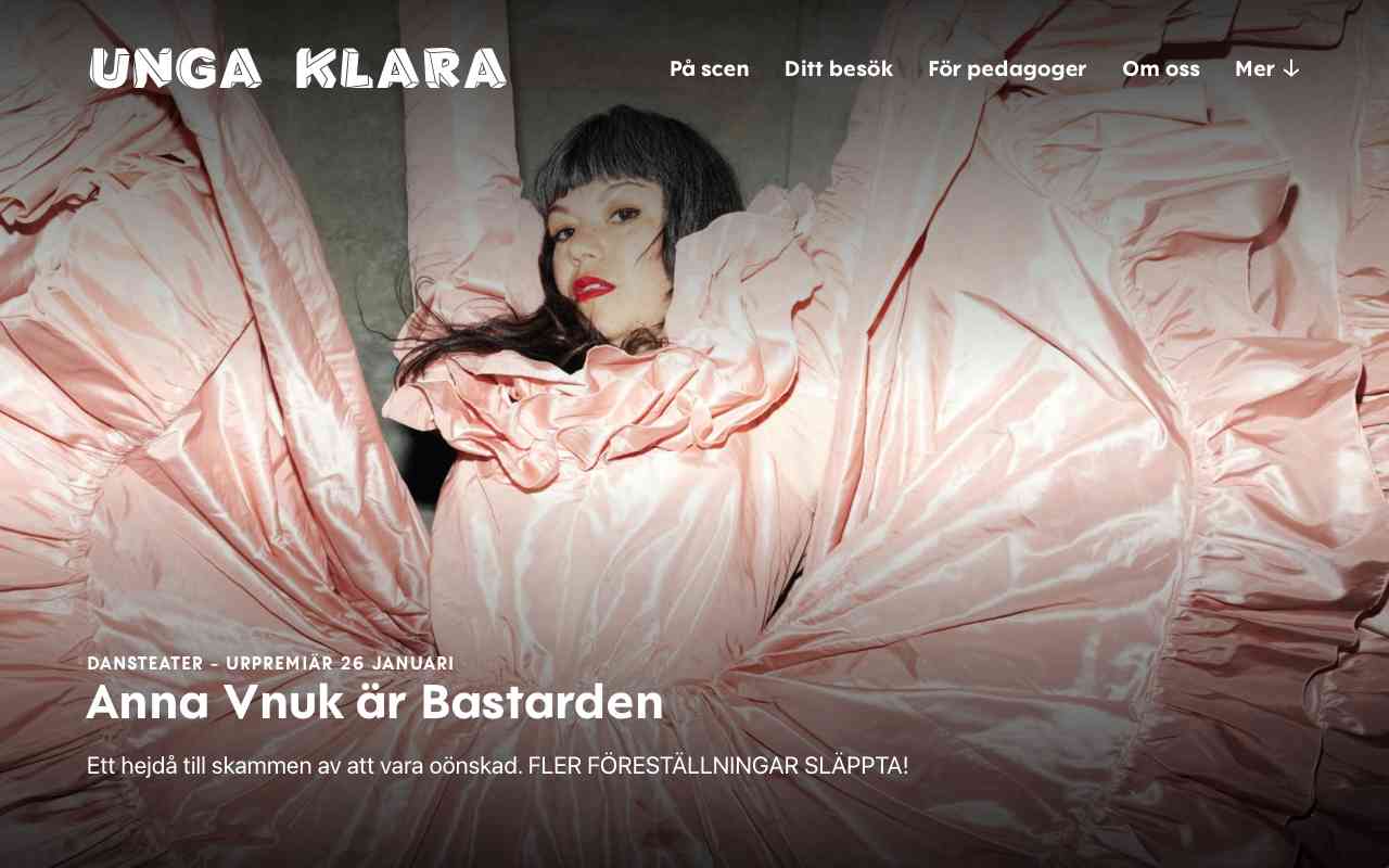 Screenshot of Unga Klara website.