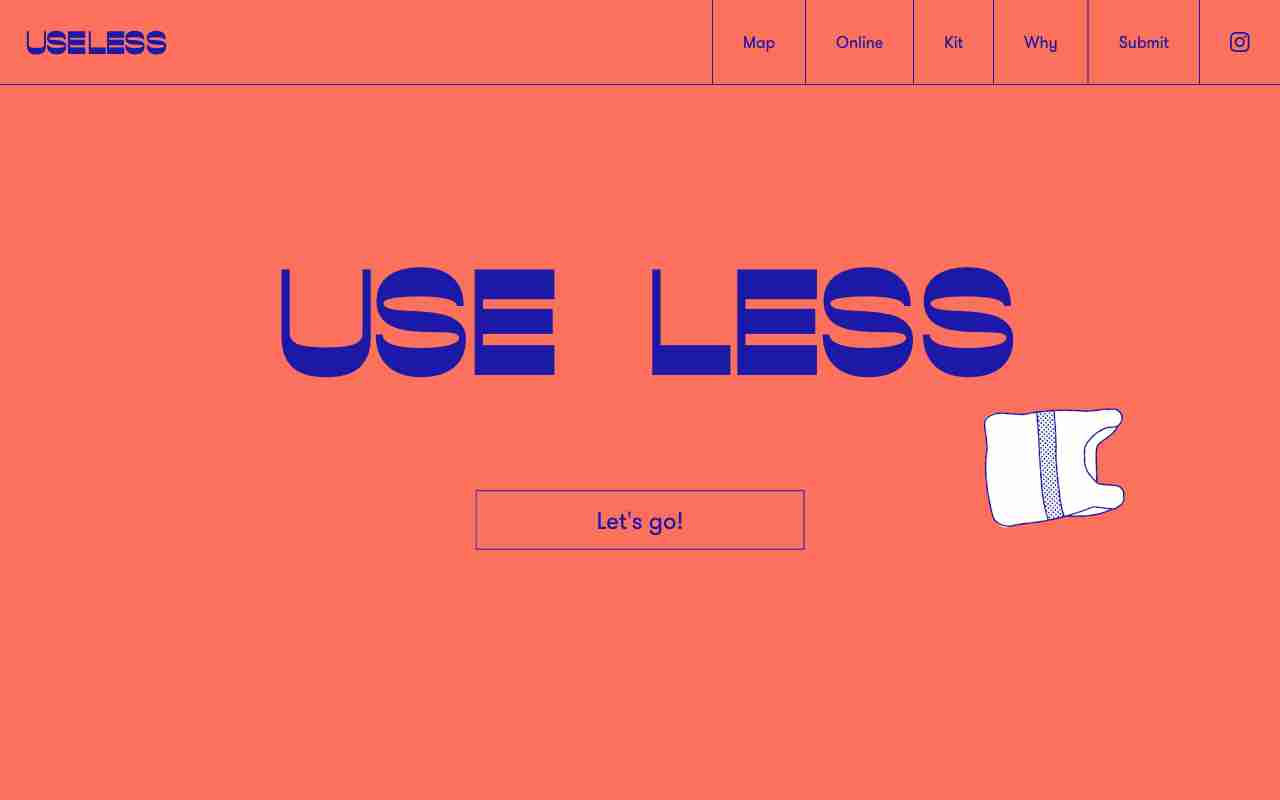 Screenshot of USELESS website.