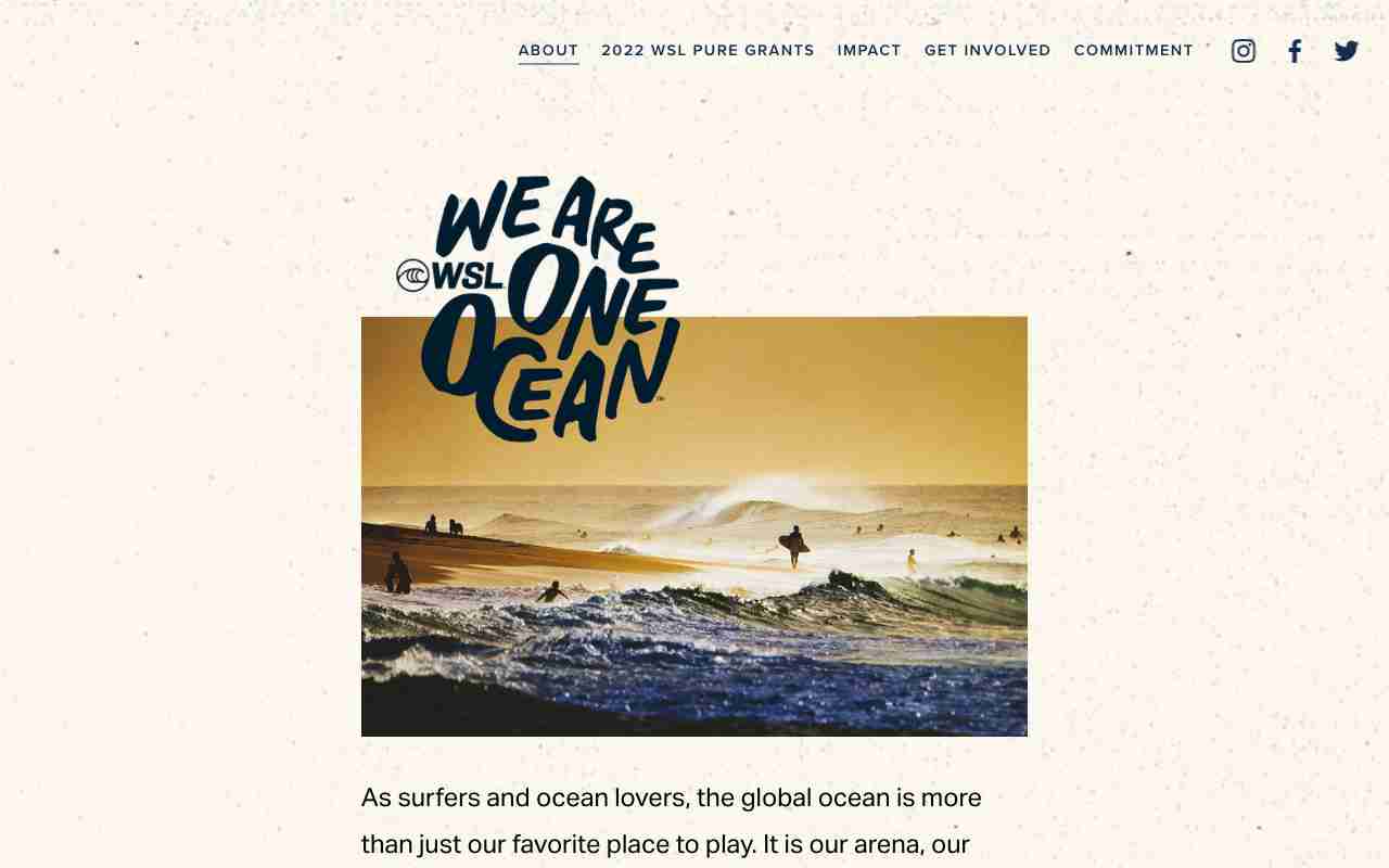 Screenshot of We Are One Ocean website.