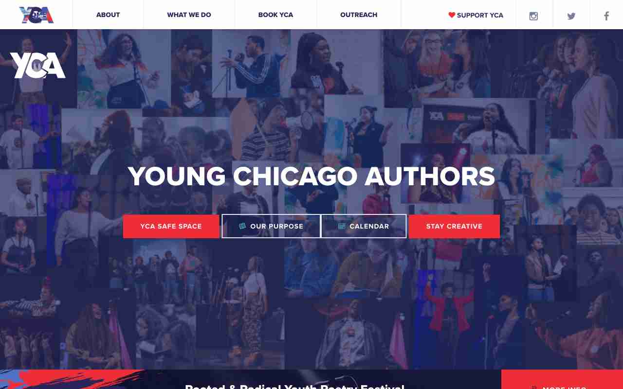 Screenshot of Young Chicago Authors website.