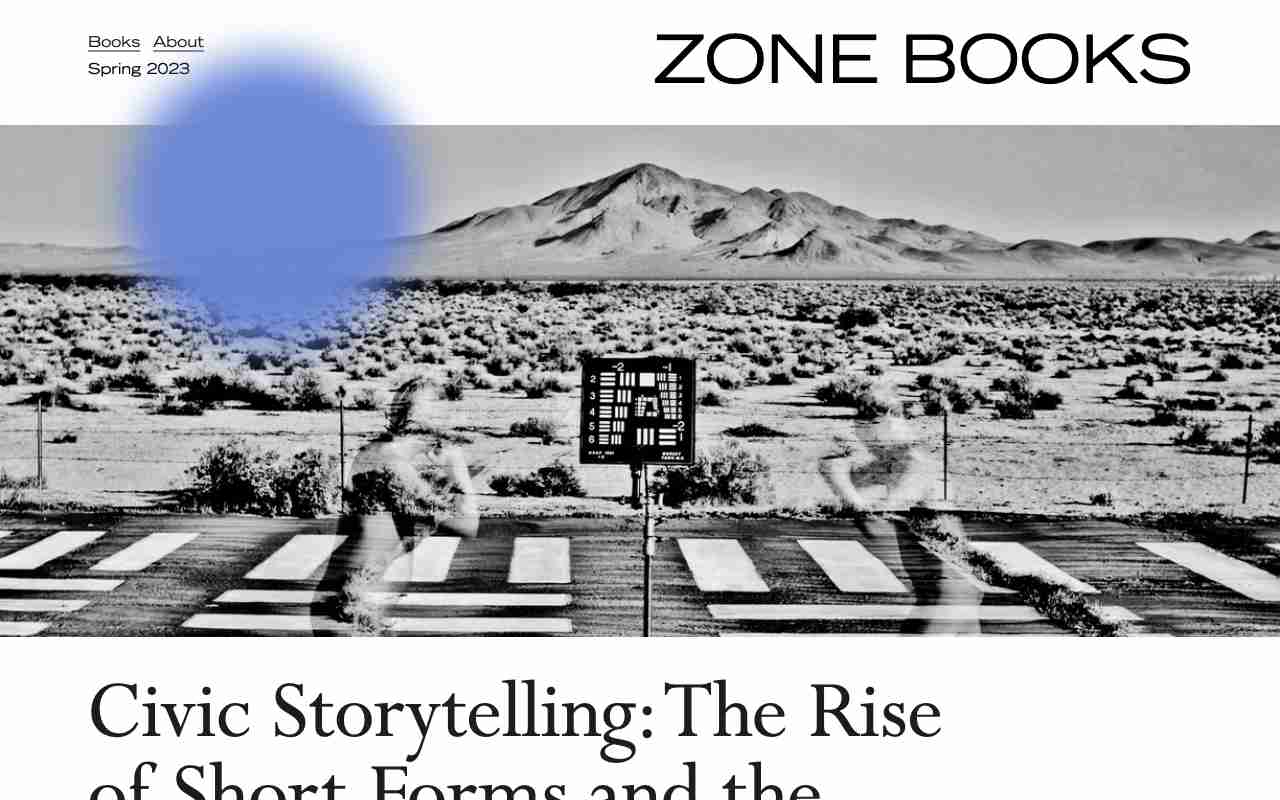 Screenshot of Zone Books website.